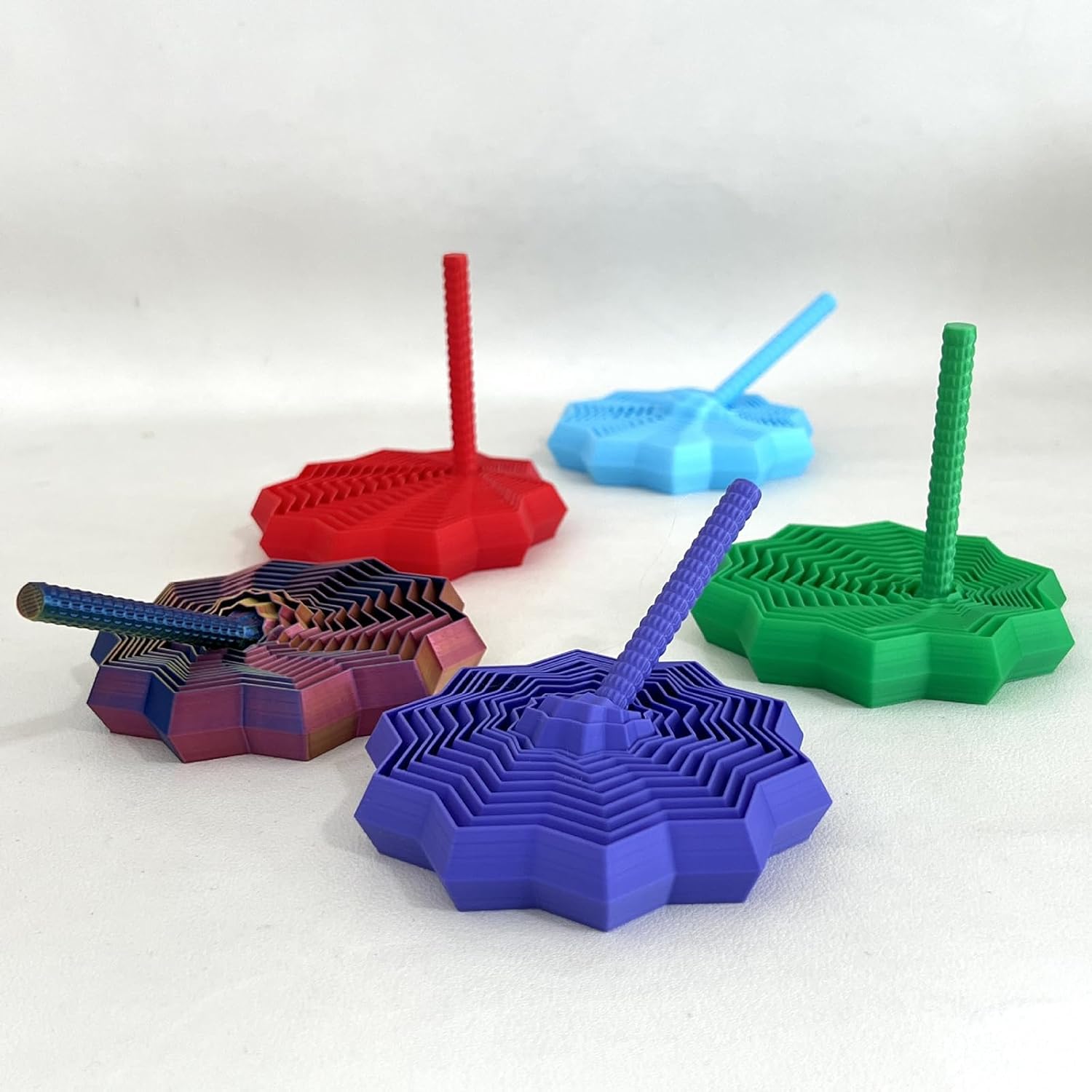 3D Printed Expanded Sensory Fidget Star, Fractal Fidget Hexagon with Handles, Colorful Whirling Spiral Design, 2025 New Star Shaped Fidget Star (F Type, Small)