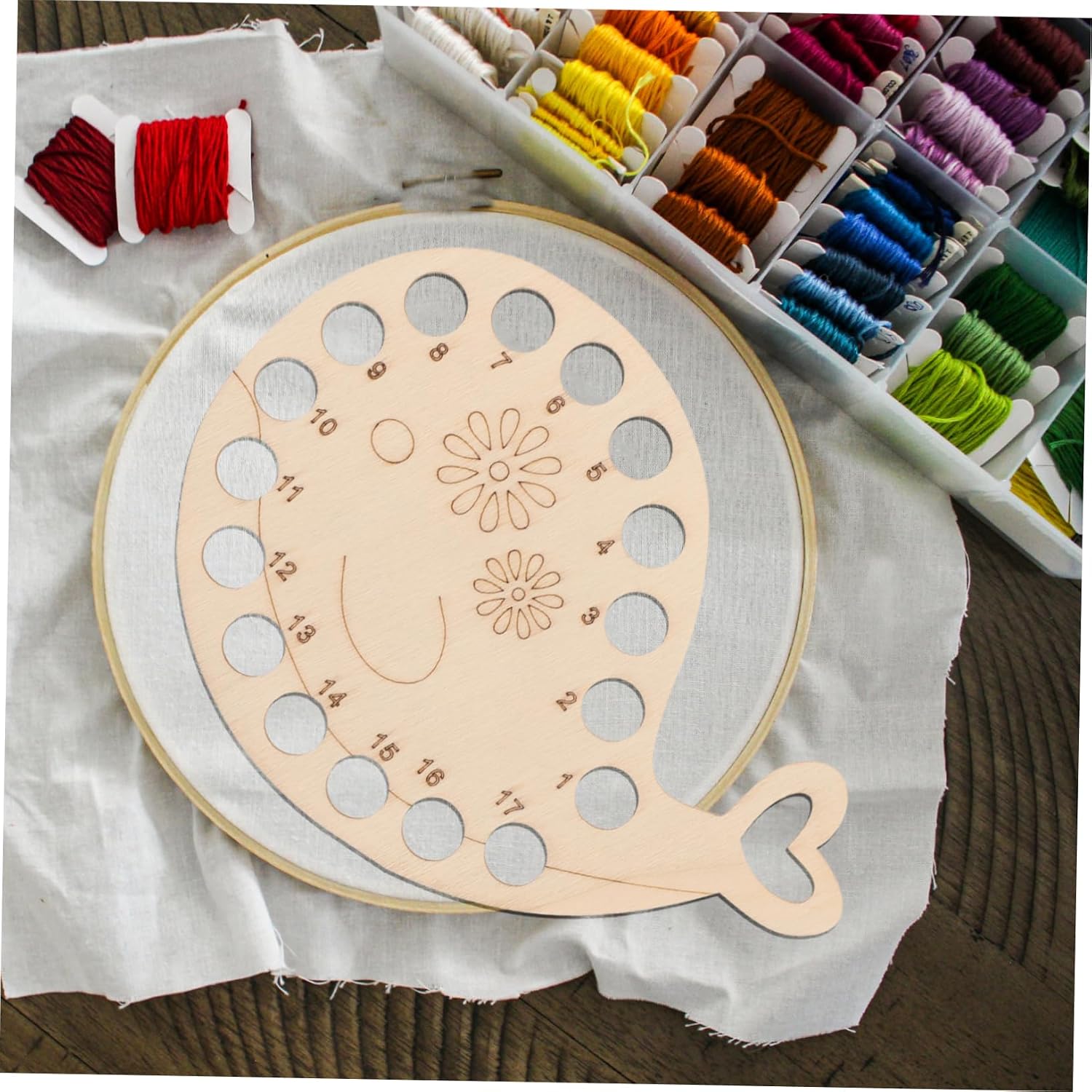 2pcs Wooden Thread Winding Board for Cross Stitch Floss Organizer image 3
