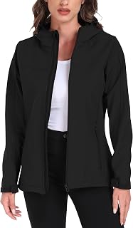 ATLASLAVA Women's Fleece Lined Softshell Jacket With Hood Lightweight | 5000MM Waterproof Rain Jackets, 2026 Fall Jacket, Windproof, 4 Pockets, Outdoor, Hiking, Spring, Fall, Winter