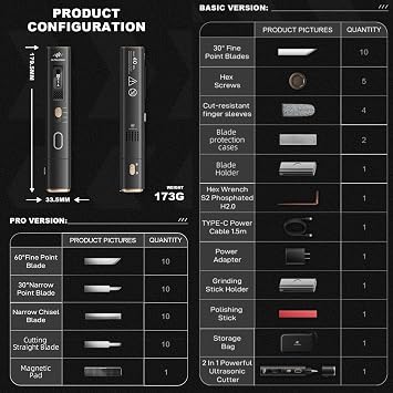 40KHz Ultrasonic Cutter Knife Pro, Handheld Craft Cutting Tool for 3D Prints,PVC,Leather,Plastic,Resin | Includes 50 Replacement Blades & Display Case | Multifunctional Sonic Knife for DIY,Modeling