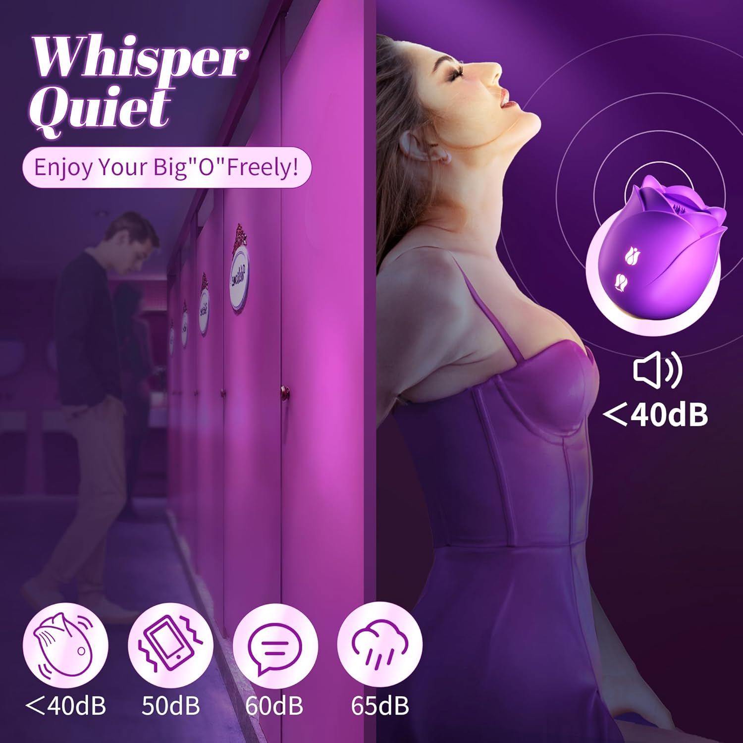Sex Toys Rose Dildo Vibrator - Rose Toy Adult Toys with 5 Sucking Vibrator for Women Clitoral Nipple, Dildos Rose Sucker G Spot Vibrators for Woman Couples Adult Sex Games (Purple)