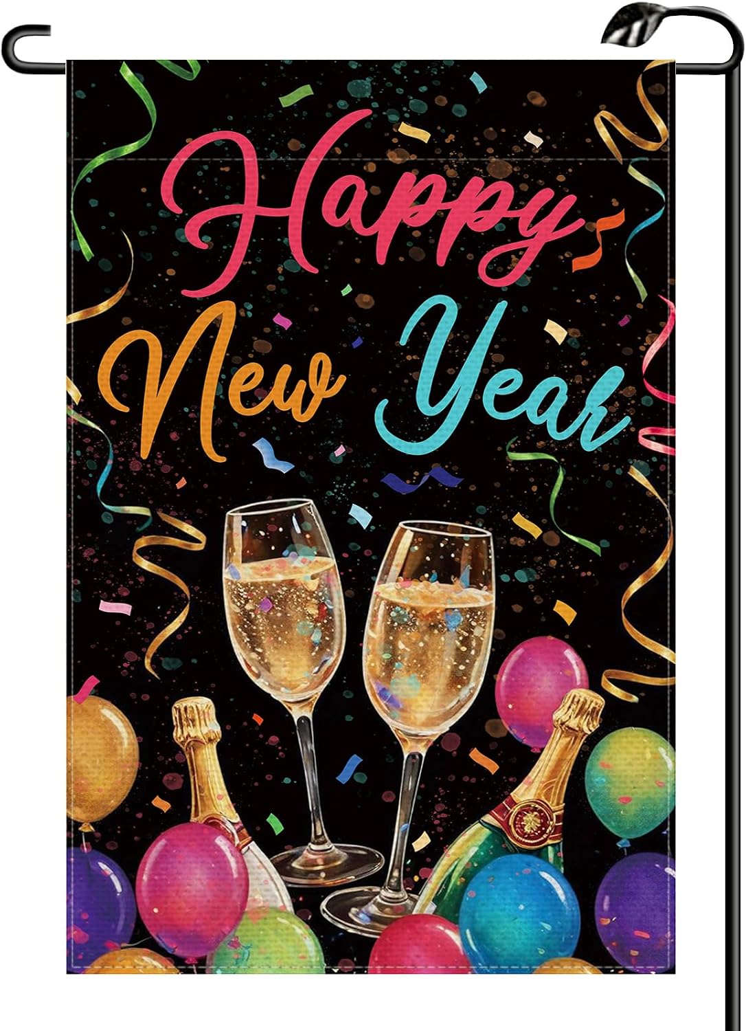 Happy New Year Garden Flag 12x18 Inch Vertical Double Sided Winter Clock Fireworks Celebration Small Flags Party Farmhouse Outside Decoration For Yard (ONLY FLAG) XN11 image 4