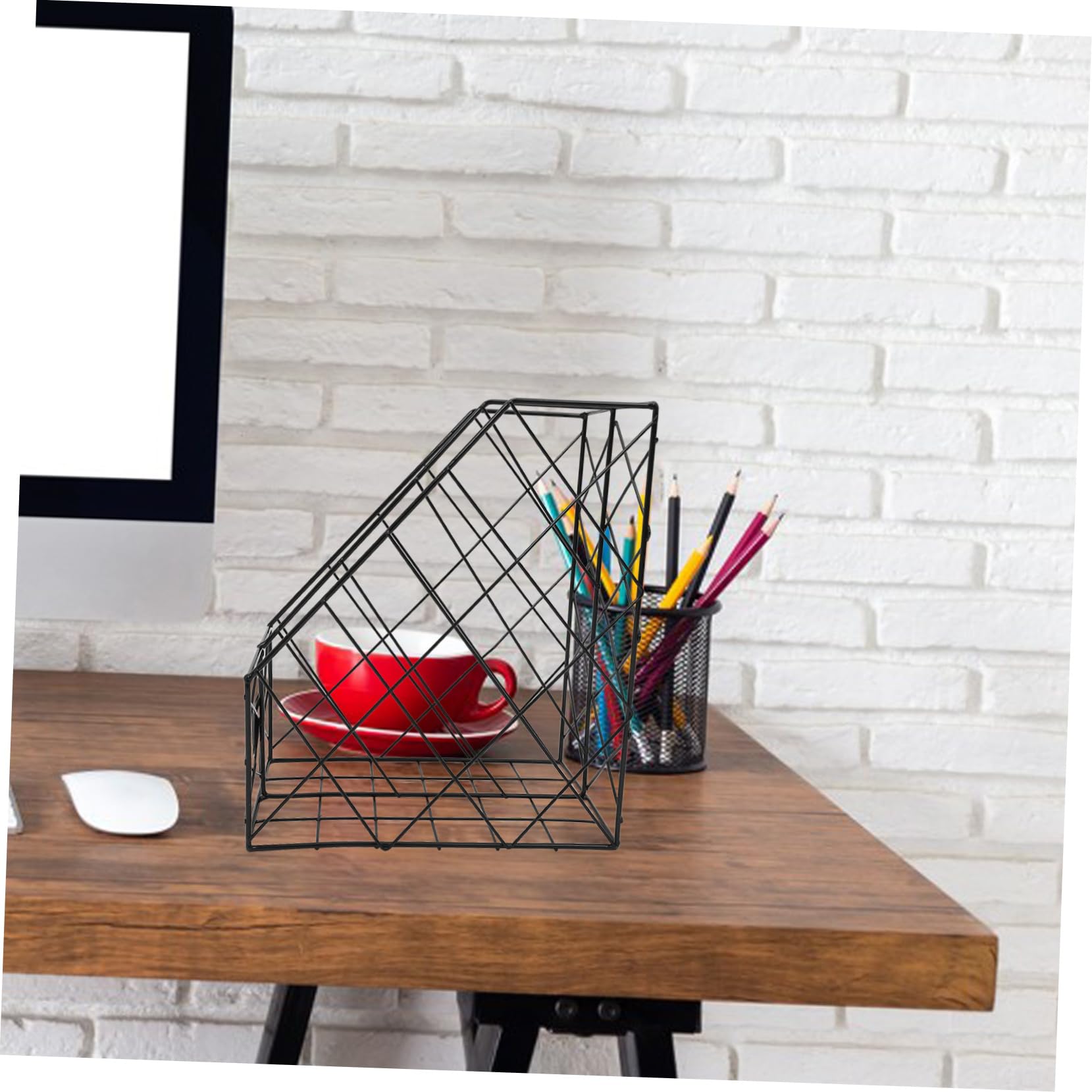 TEHAUX Organizador De Escritorio De Soporte Vertical para Libros y Documentos Estante Moderno para Oficina Rack Resistente y Espacioso para Archivos y Material De Estudio