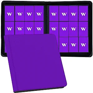 12 Pocket Card Binder, 720 Pockets PU Leather Zipper Trading Card Collection Album, Side-Loading Card Storage Folders for MTG, TCG, Game/Sport Crads (Purple, 12 Pockets)