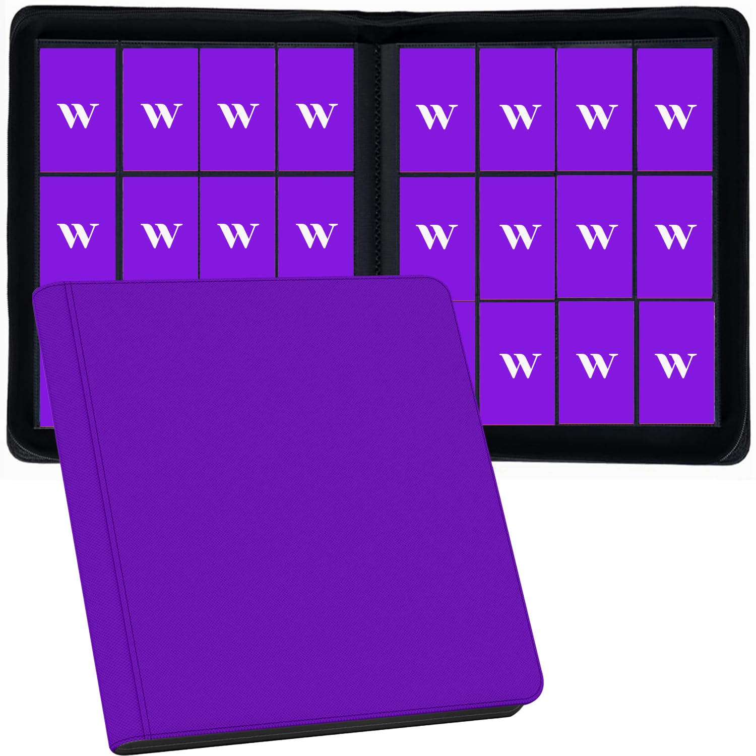 12 Pocket Card Binder, 720 Pockets PU Leather Zipper Trading Card Collection Album, Side-Loading Card Storage Folders for MTG, TCG, Game/Sport Crads