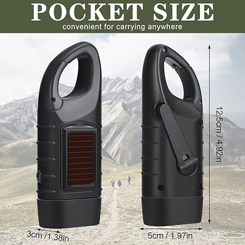 Miniatura 2 de Leelosp Linterna de manivela de mano de 9 piezas, linterna solar para emergencias, dínamo, luz LED de supervivencia recargable para deportes al aire