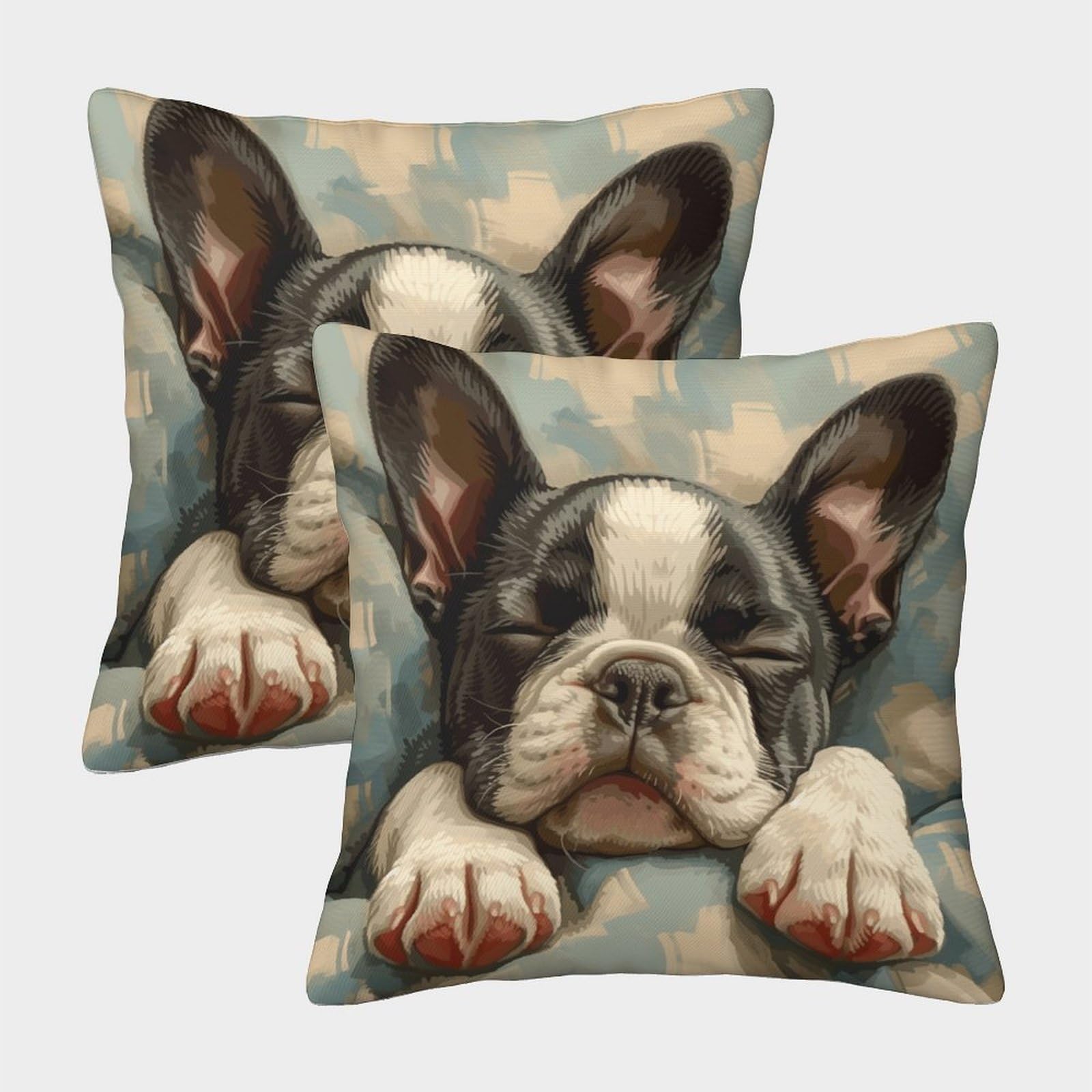 TNFHSOFT Bulldog Cushion Cover Set of 2 Decorative Machine Washable Pillowcases Square Pillow Cases with Invisible Zipper Cushion Covers for Sofa Couch Home Bedroom Throw Pillow Case 40x40cm — image 1