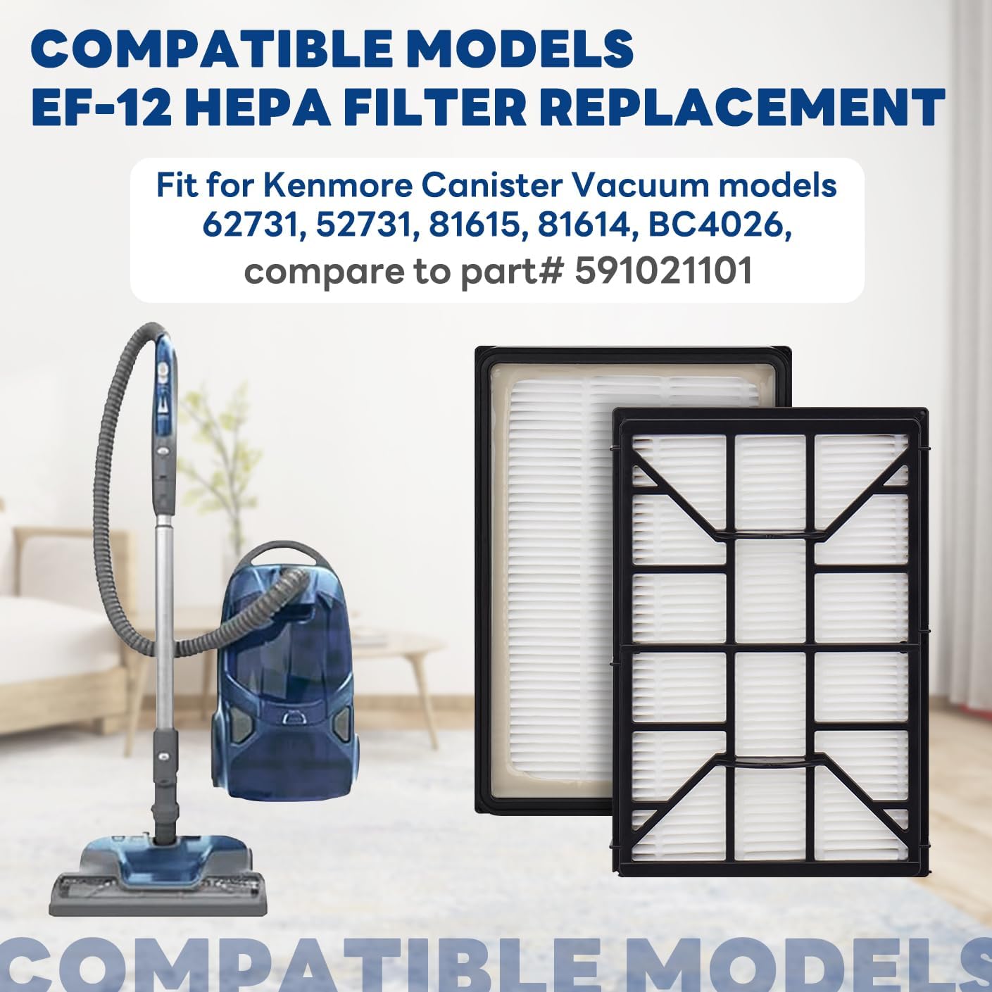 vaccum filter for KM-EF12-4”EF-12 Filter Replacement for Kenmore 62731, 52731, 81615, 81614, BC4026 Canister Vacuum Cleaners - HEPA Filtres Part #591021101-4Pack