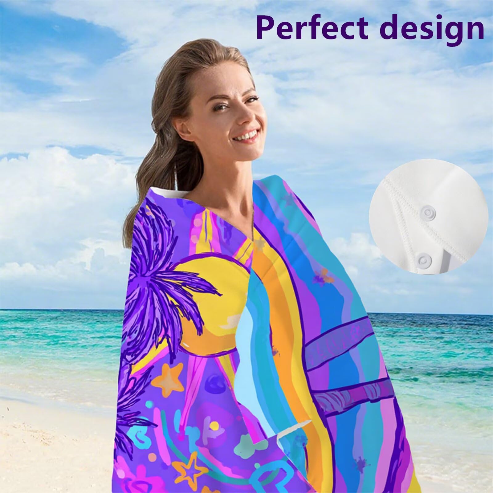 Telo Mare Microfibra 90x180 cm Telo Mare Grande, Asciugamano Palestra Assorbente Asciugatura Rapida, Asciugamano Mare Antisabbi Stuoia Spiaggia per Piscina, Viaggio 2 Set- Astratto Viola G1-242