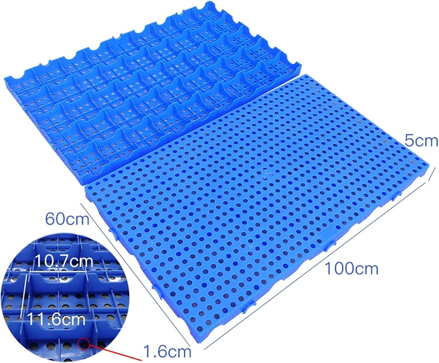 LNNW Plastic Trays, Wear-Resistant Mesh Storage Racks, Waterproof and Breathable Polyethylene Trays, 5cm/10cm High, Easy to Stack Floor Pallets for Garage Supermarket Basement(100x60x5cm)