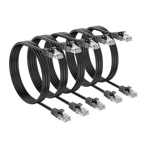 Miniatura 12 de Cable Ethernet Cat6 de 1 pie, paquete de 2 cables de conexión cortos de 1 pie (cable Cat 6, cable RJ45 de Internet, cable de red) 10 Gbps