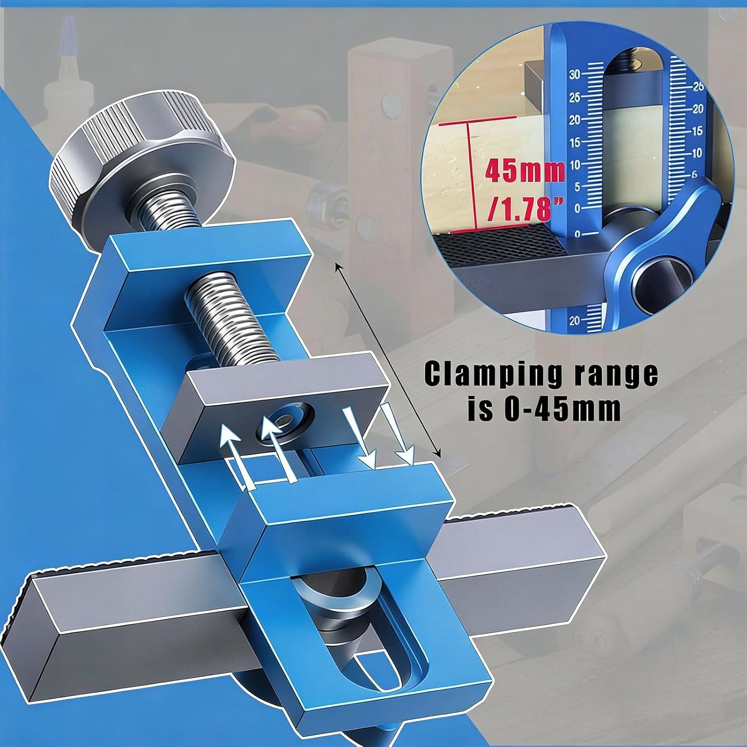 Cabinet Door Installation Jig, Adjustable 7-40mm Clamping Mounting Positioner with 6 8 10mm Drill Bits for Framed and Frameless Cabinets