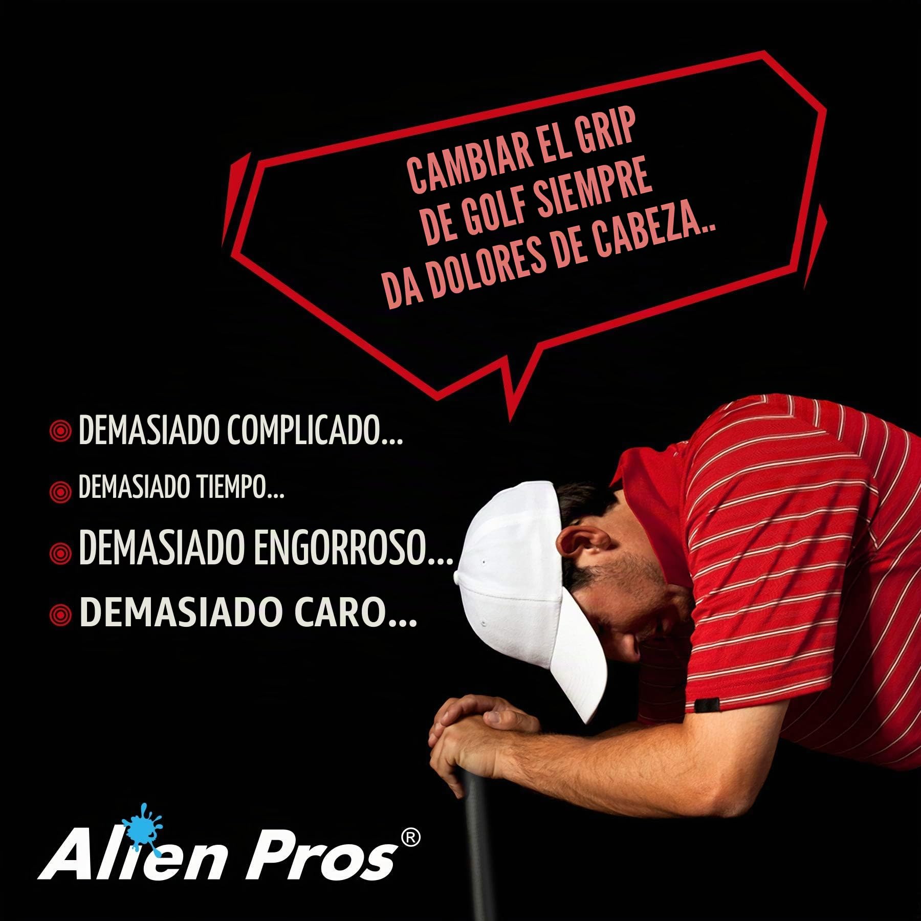 Alien Pros Cintas de Agarre para Palos de Golf, Pack de 3 Cintas Adhesivas Antideslizantes, Fáciles de Colocar en 1 Minuto (Cúbico - Paquete de 3)