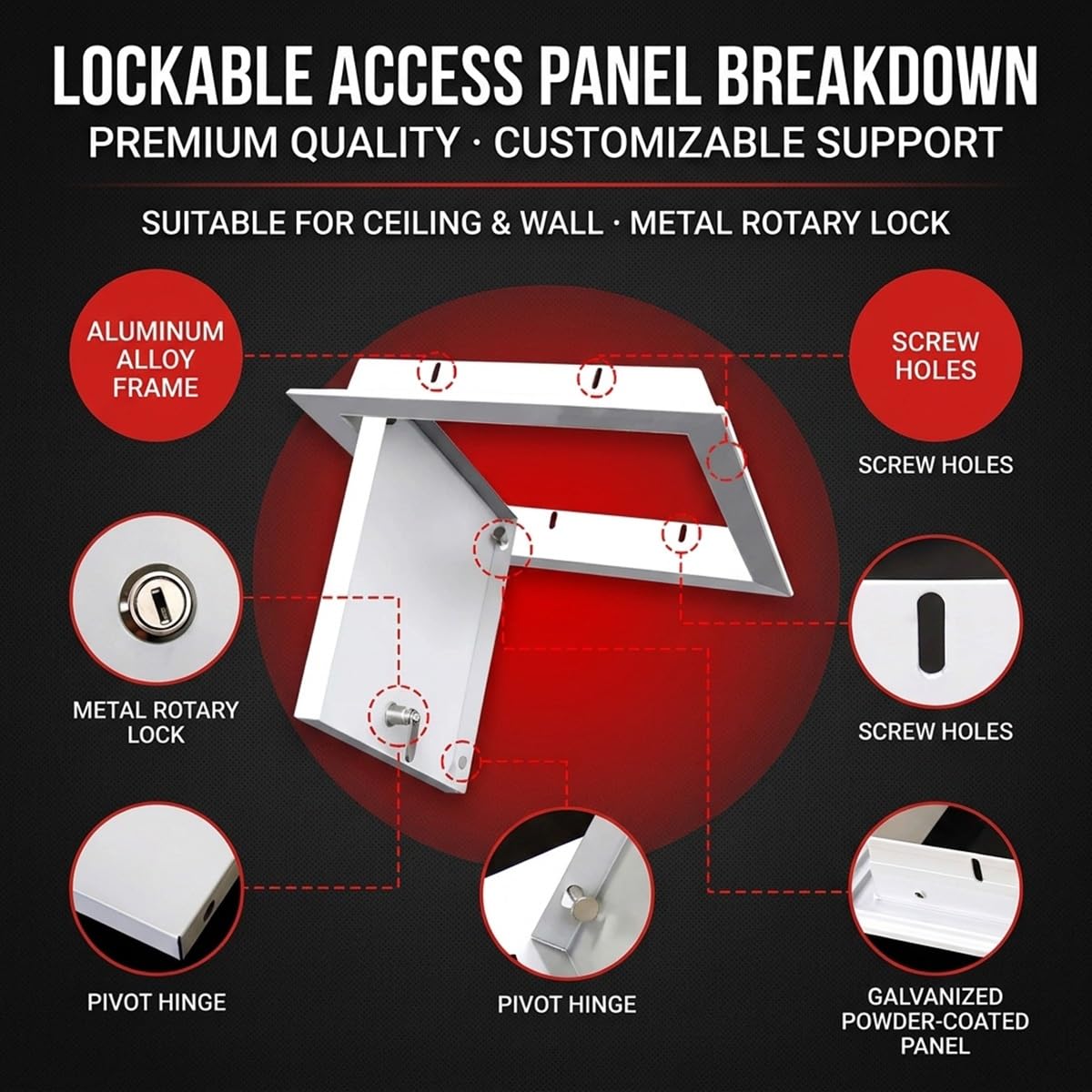 Puerta de Inspección de Aluminio con Cierre Plano, Trampilla Pladur Invisible para Techos y Paredes, Compuerta de Registro de Metal para Llaves de Paso y Sifón(White,300 x550 mm)