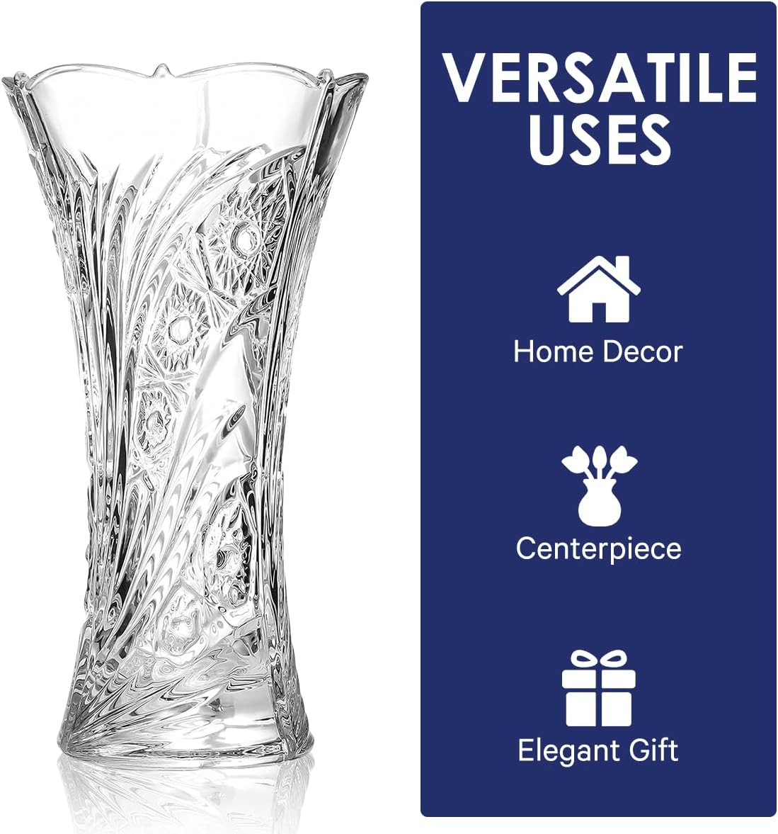 CS Crystal Vase 12-inch high, Sunflower Design, for Flowers & Decor. Lovely Nice Shiny Piece. Perfect as a Gift, Suitable for All Occasions. - Image 9