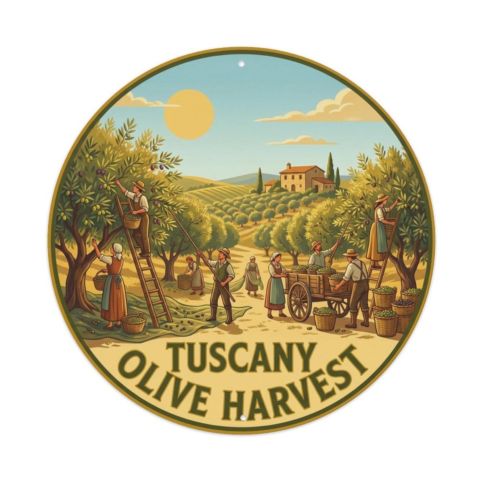 Olhnbad Style Olive Harvest Tuscany Cuisine Culture Travel Metal Tin Sign
