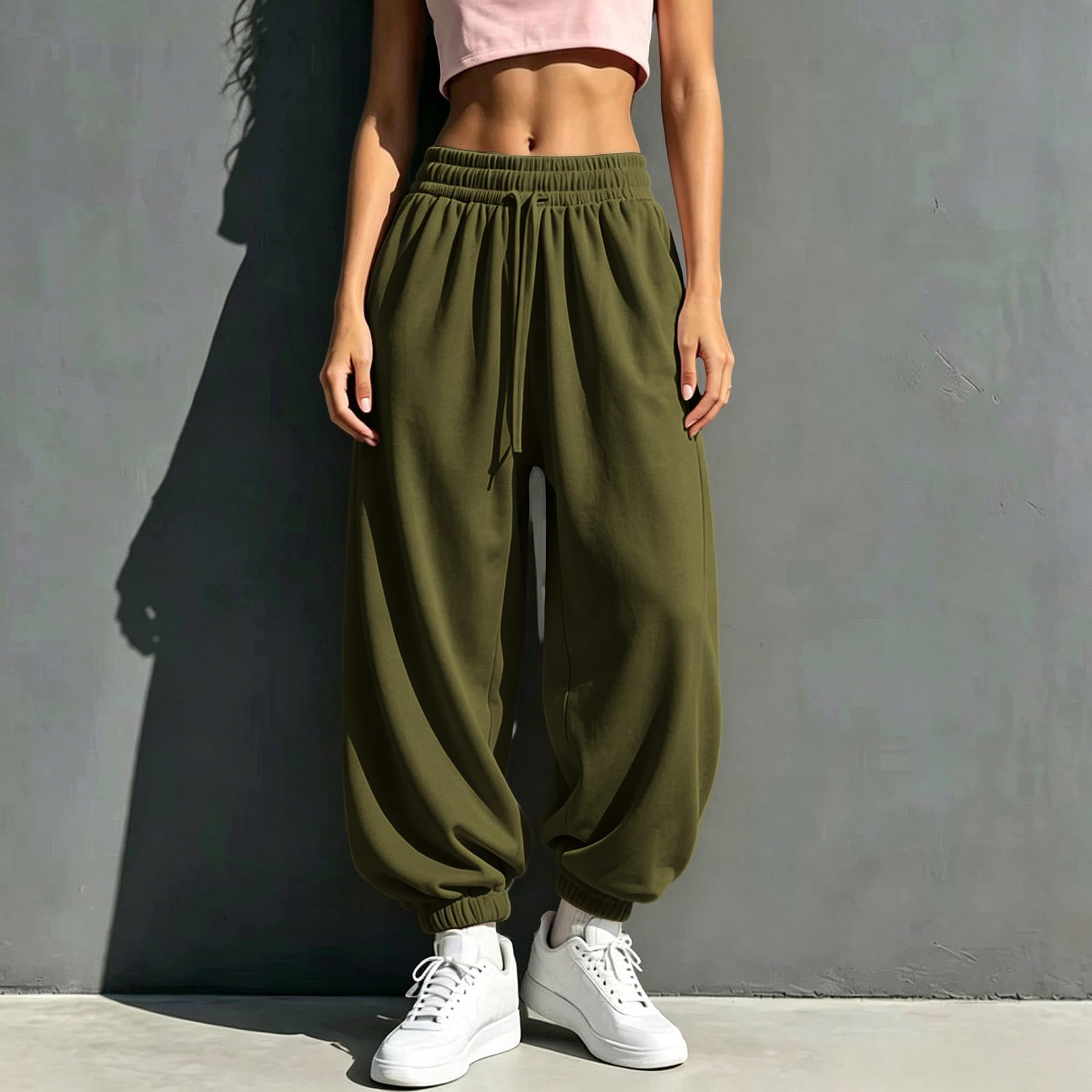 Sporthose Lang Leggings Blickdicht Hosen Für Damen Laufhosen Hohe Taille Dehnbar Lounge Weite Lose Sporthose Elegante Traininghose Mit Taschen Baggy Weitbeinige Hose Freizeithose