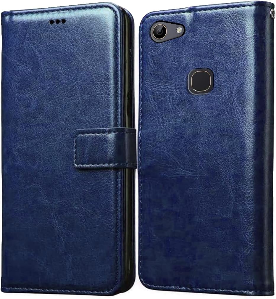 Casotec Flip Cover for Vivo Y81 / Vivo Y83 | Premium Leather Finish | Inbuilt Pockets & Stand | Flip Case for Vivo Y81 / Vivo Y83 (Blue)