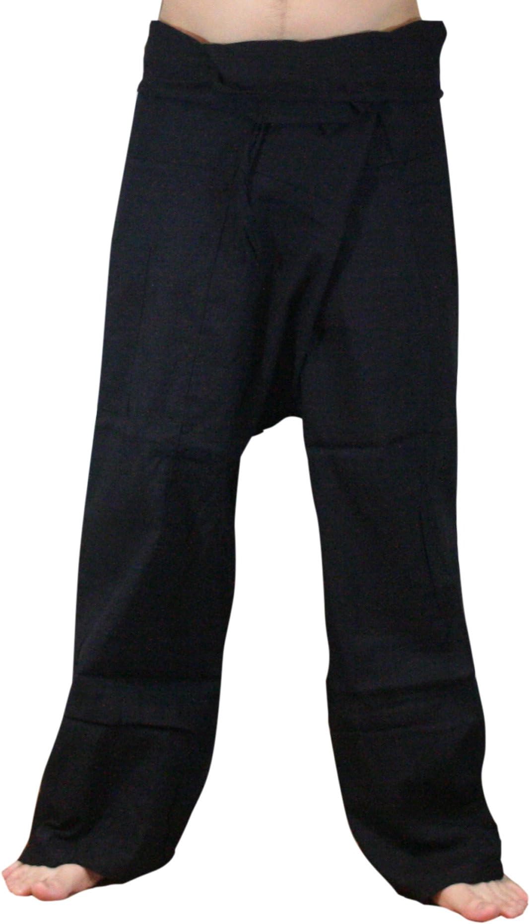 Fisherman pants Thick Cotton Thai Fisherman Pants & Shorts, Trousers, Yoga, Maternity, Aikedo, Color : Black