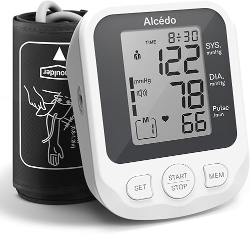 Alcedo Monitor de presión arterial para uso doméstico, monitor preciso de presión arterial superior del brazo con puño grande, recordatorio