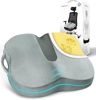 Memory Foam Coccyx Orthopedic Seat Cushion, TRAVEL EASE Seat Cushion for Lower Back Pain and Sciatica Tailbone Pain Relief – Fit for Office Chair, Car Seat, Wheelchair (Smoky Gray)