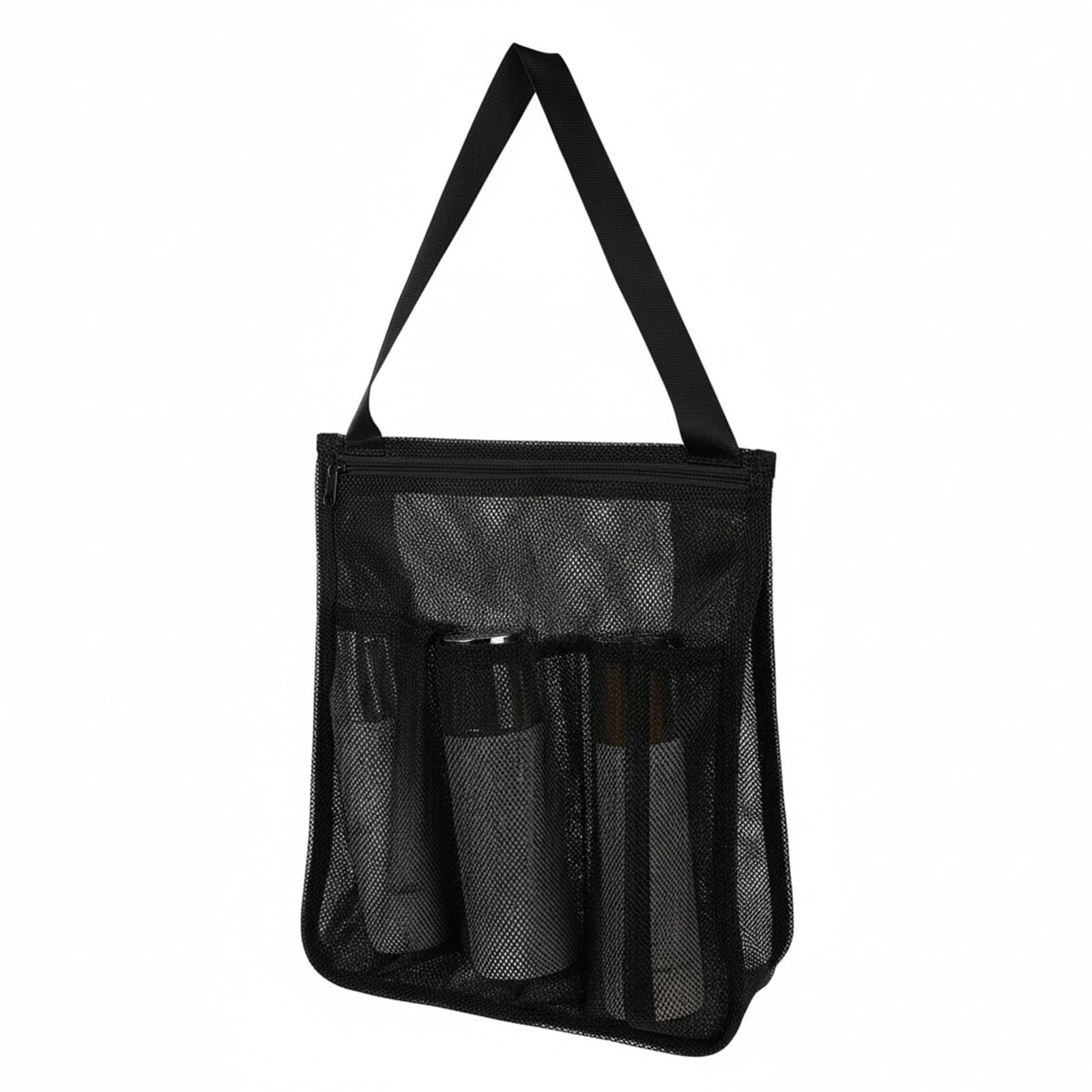 Yolev Mesh Shower Caddy Portable Black Bathroom Bag with Zipper Mesh Toiletry Bag for Travel Camp College Student