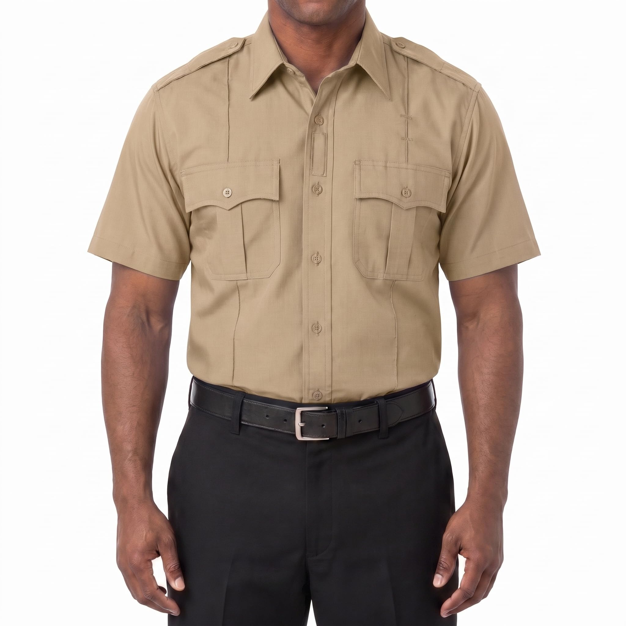 First Class 100% Polyester Short &amp; Long Sleeve Zippered Uniform Shirt 4 Pocket Hidden, Law Enforcement BDU Zipper Closure.