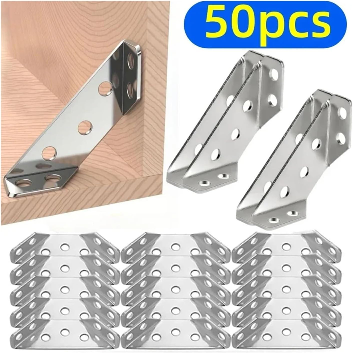50pcs Fasteners Corner Code Furniture Frame connectors, cabinets, Wooden Tables and Chairs Fixed, Hardware Accessories