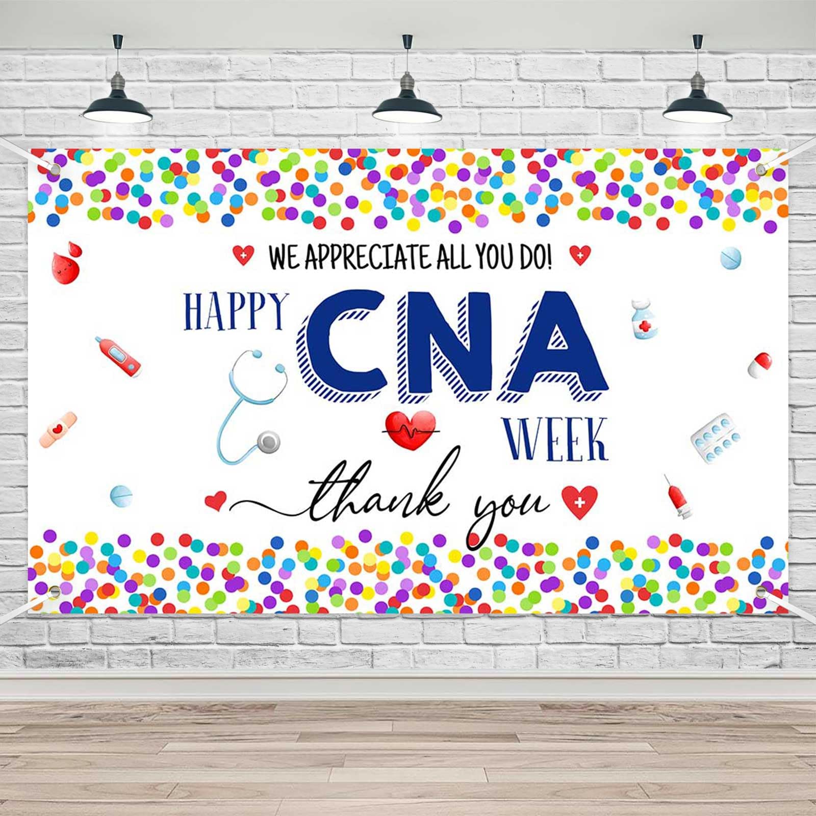 Lofaris Thank You for All You Do Banner Happy CNA Week Party Decorations Background We Appreciate You Nursing Assistant Banner Backdrop for
