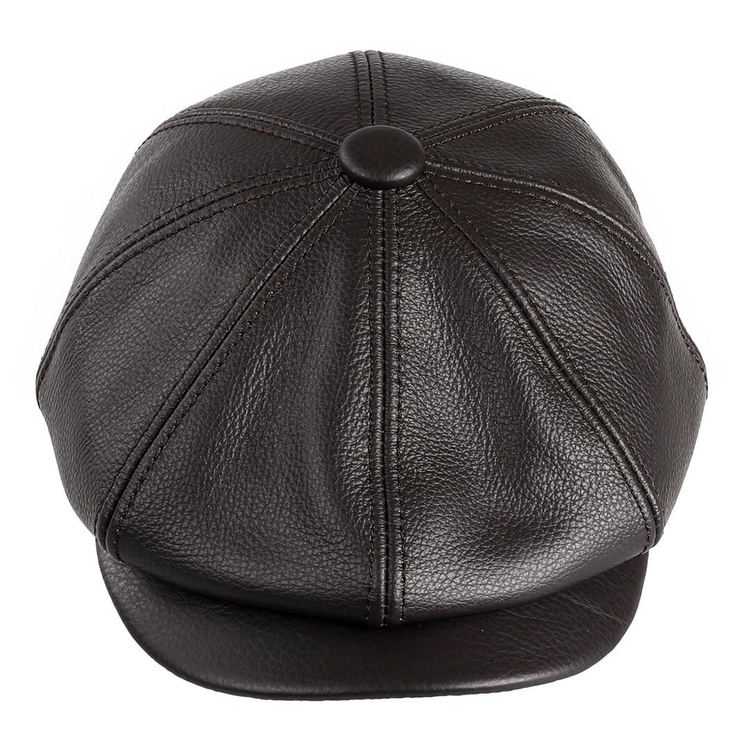 Newsboy - Gorra plana para hombre, 100% piel de vacuno auténtica, gorra de golf