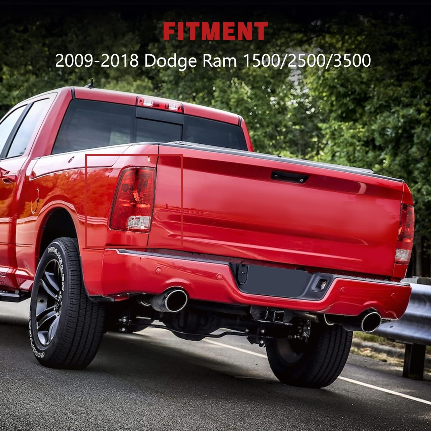 HAKA TOUGH Tail Lights for 2009-2018 Dodge Ram 1500 2500 3500 Accessories, Pickup Truck Taillight OE Style Rear Tail Light with Bulb for Dodge Ram 1500 Accessories Brake Light, Red Lens.
