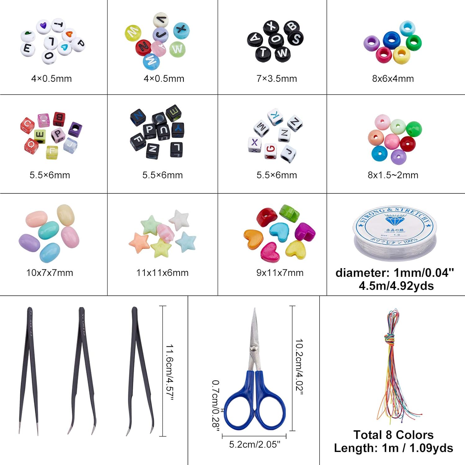 NBEADS Pony Beads Bracelet Making Kit, Include Acrylic Beads & European Beads, Anti-Static Tweezers, Elastic Crystal Thread and Elastic Cord for Jewelry Making