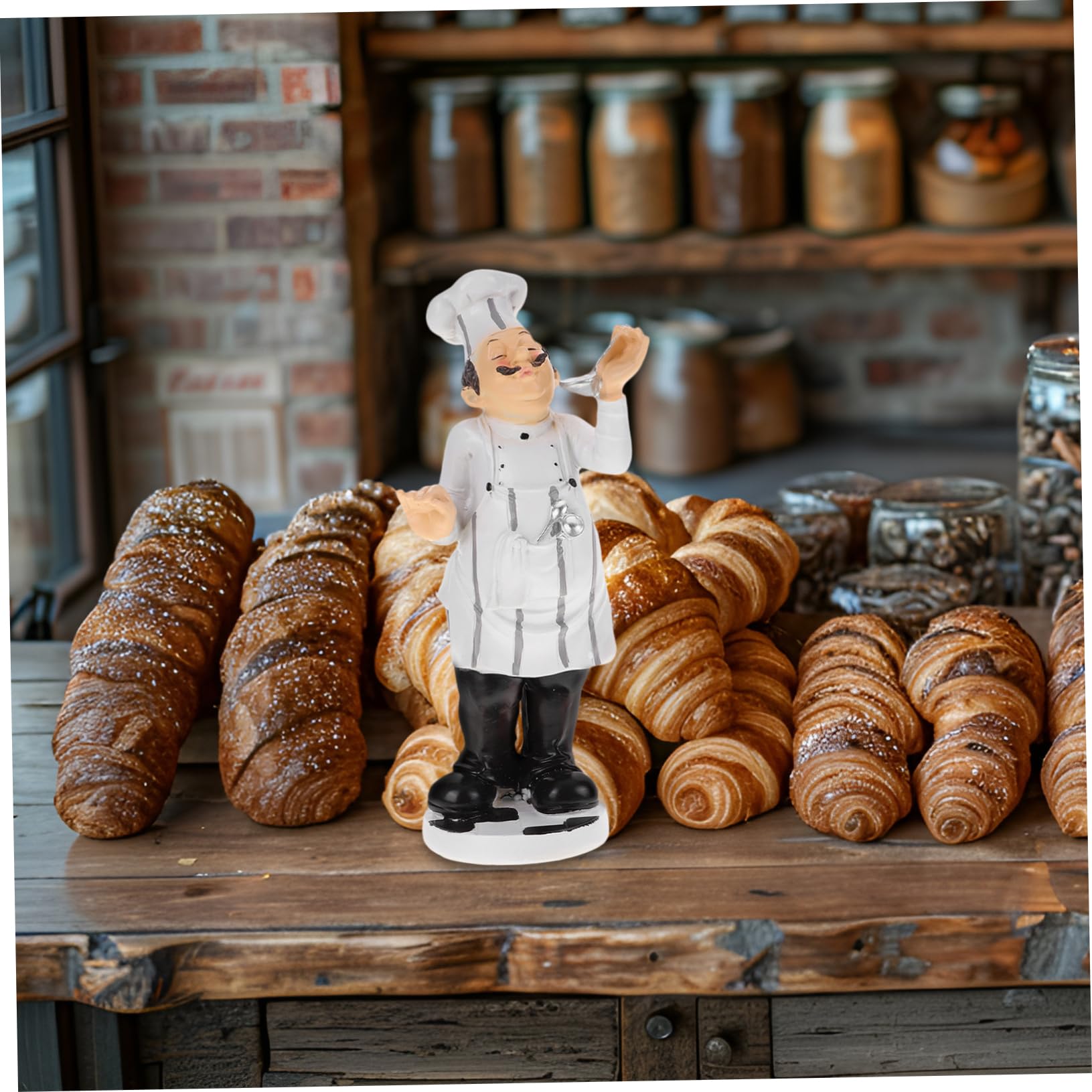 Amosfun Chef Figura Divertente e Stabile Miniatura e Statuetta in Resina Stile Europeo per Decorazione Casa e Ristorante Adatta per Tavoli e Ambienti Cucina Tavoli Ambienti Cucina