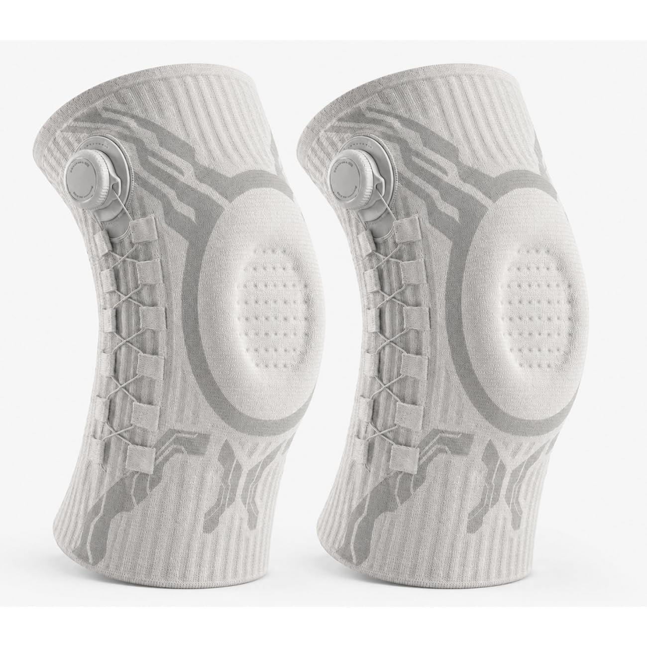Verstellbare Kniebandage für Damen & Herren – Kompressionsstütze mit seitlichen Stabilisatoren & Patella-Gel-Pad, Atmungsaktive Knieorthese für Sport, Meniskus, Arthritis & Gelenkschmerzen