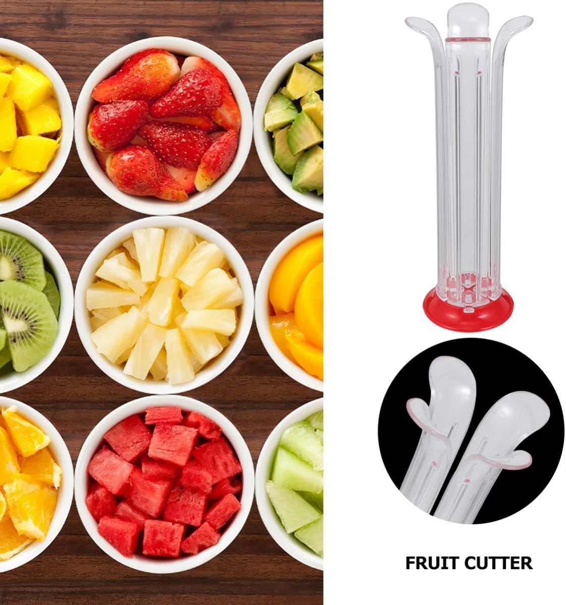 Adjustable Cherry Tomato Fruit Cutter Slicer, 2 Piece Set Made of Plastic