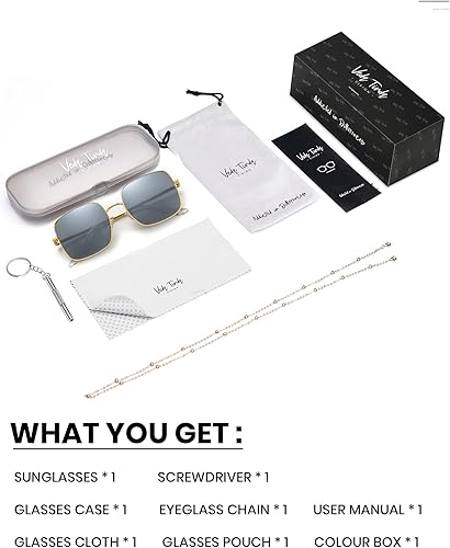 Miniatura 6 de Veda Tinda Vision Gafas de sol polarizadas ovaladas y cuadradas de polígono para mujer, con cadena pequeña, marco de metal, protección UV400