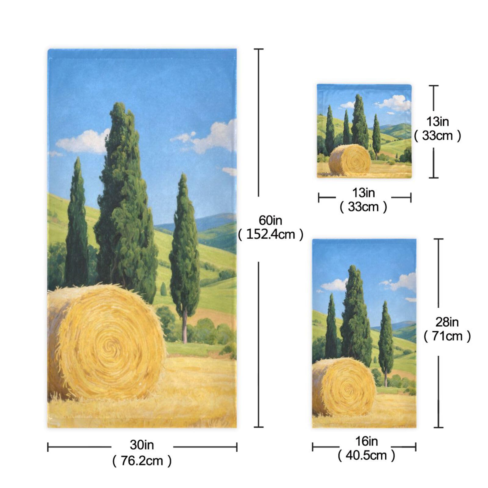 Set di 3 asciugamani per il viso con campi di grano autunnale giallo, 1 asciugamano da bagno, 1 asciugamano per le mani, 1 panno per la casa, cucina e famiglia