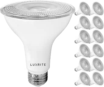 LUXRITE LED PAR30 Flood Light Bulb 75W Equiv. 3500K Natural White, 12 Pack