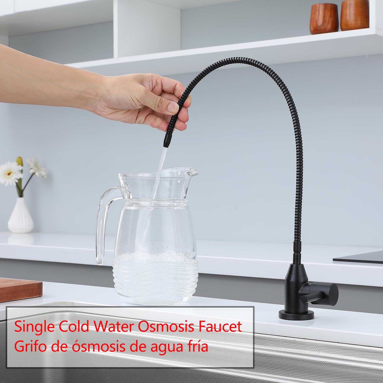 Grifo Osmosis Negro Solo Para Agua Fría Individual Grifo Osmosis Para 1 Vía