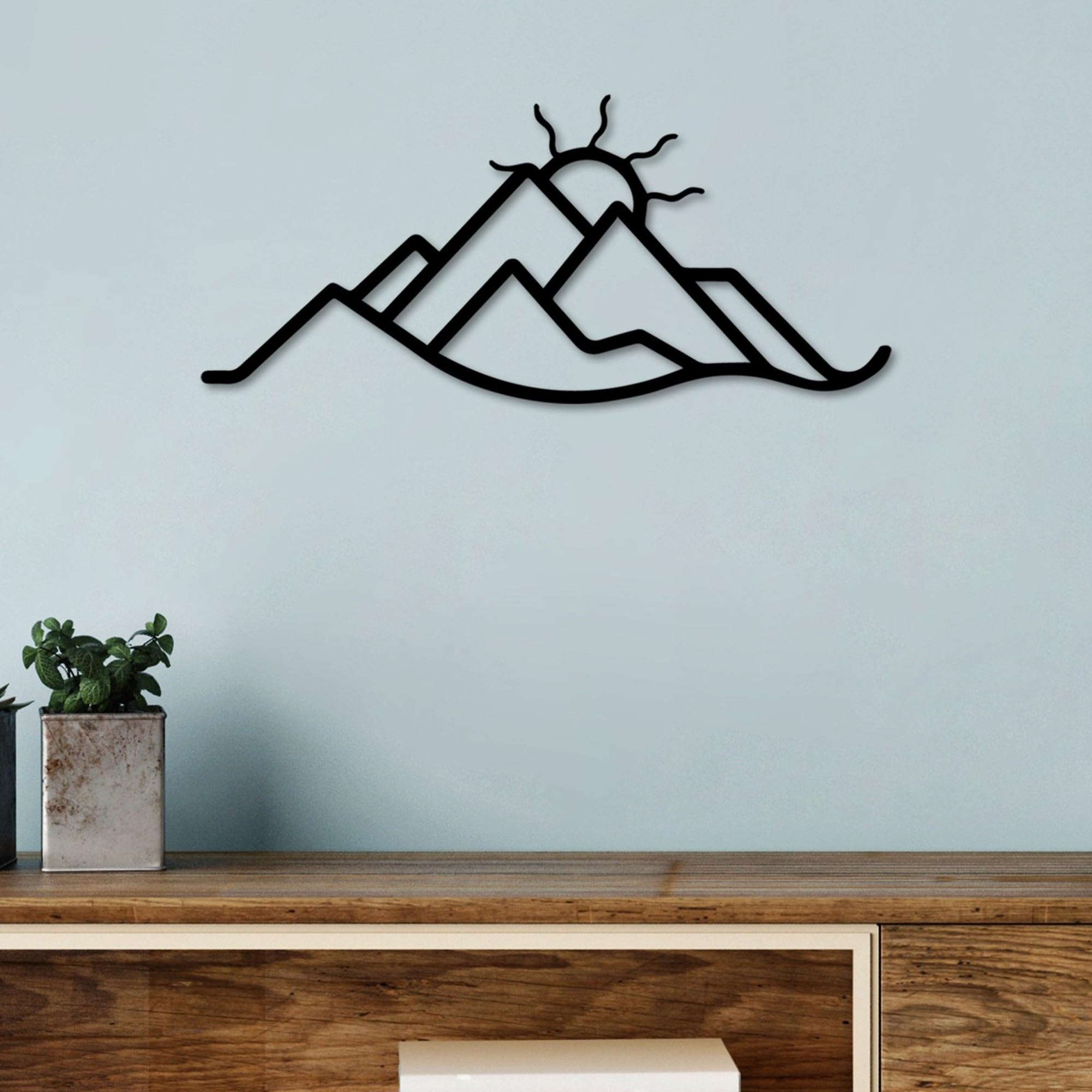 Stylish Black Decorative Metal Wall Accessory, 60 x 26 cm, 100% Metal, 1.5 mm Thickness, Lightweight & Modern Design for Home Decor