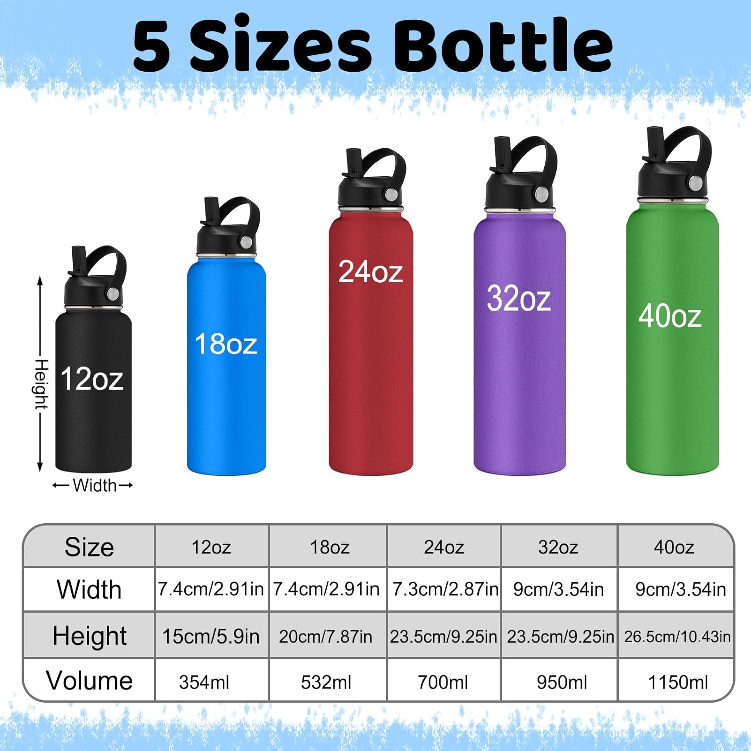 Custom Water Bottle with Name Engraved, Personalized Water Bottles with Straw Lid, Customized Gifts for Women Men (12/18/24/32/40oz) - Image 4