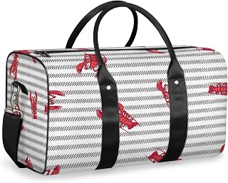 Strips Lobster Travel Duffel Bag for Women Men Large Capacity Overnight Weekender Bags for Lightweight Waterproof Sport Gym Bag for Workout Yoga Swim