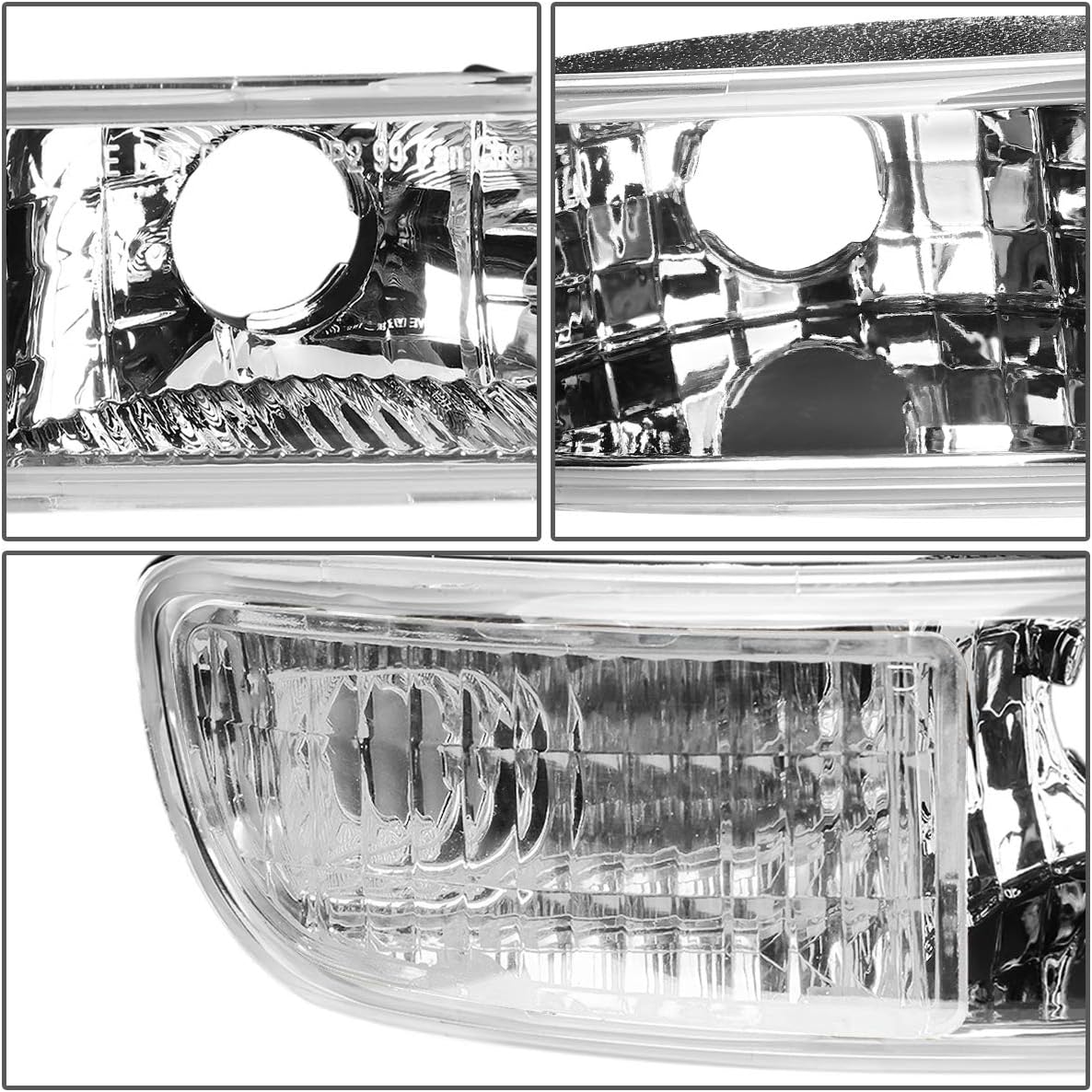 DNA MOTORING HL-LB2-SIERRA99-CH-CL1 Bumper Lights Headlights With LED DRL Replacement Compatible with 99-07 Sierra, Chrome/Clear
