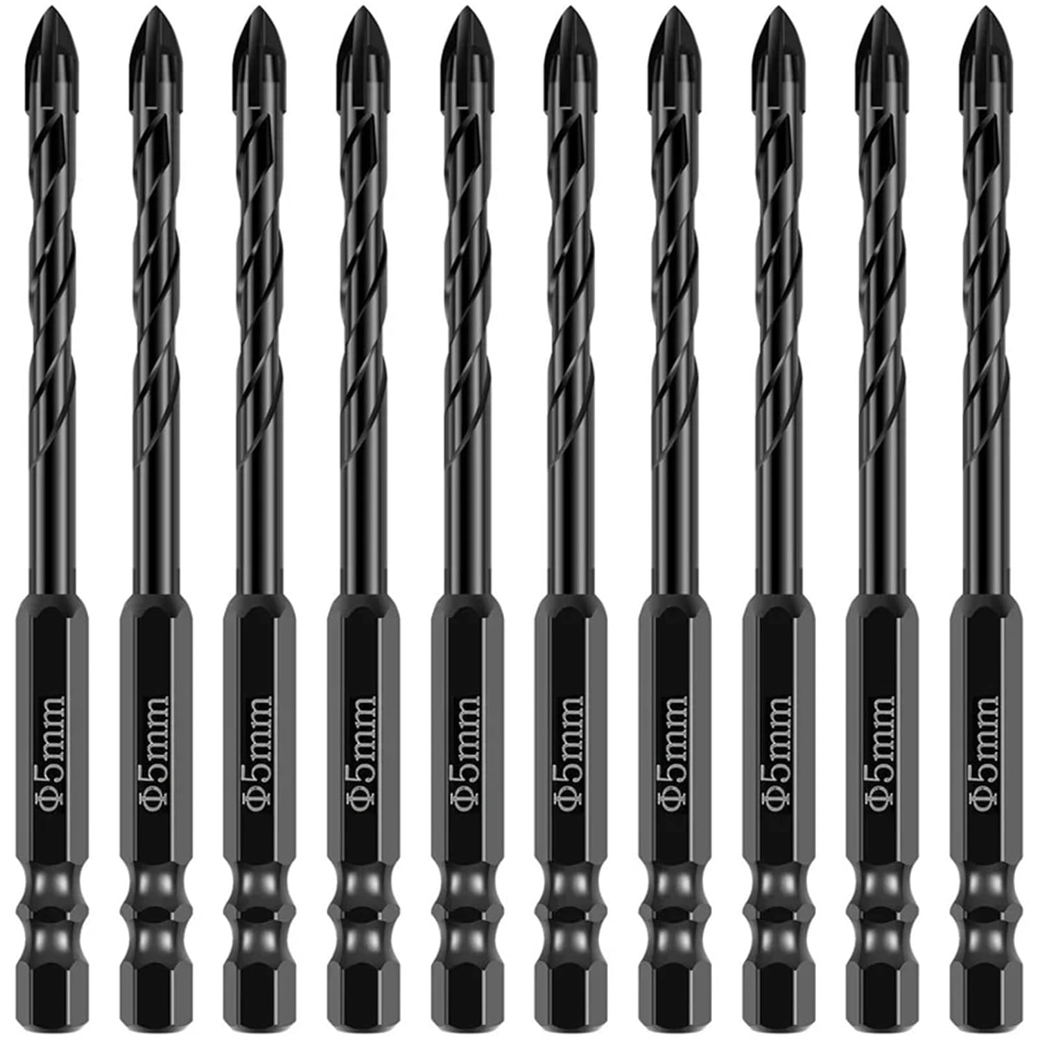 10pcs Cross Hex Tile Drill Bit Set 5/6/8mm(10pcs-6mm)