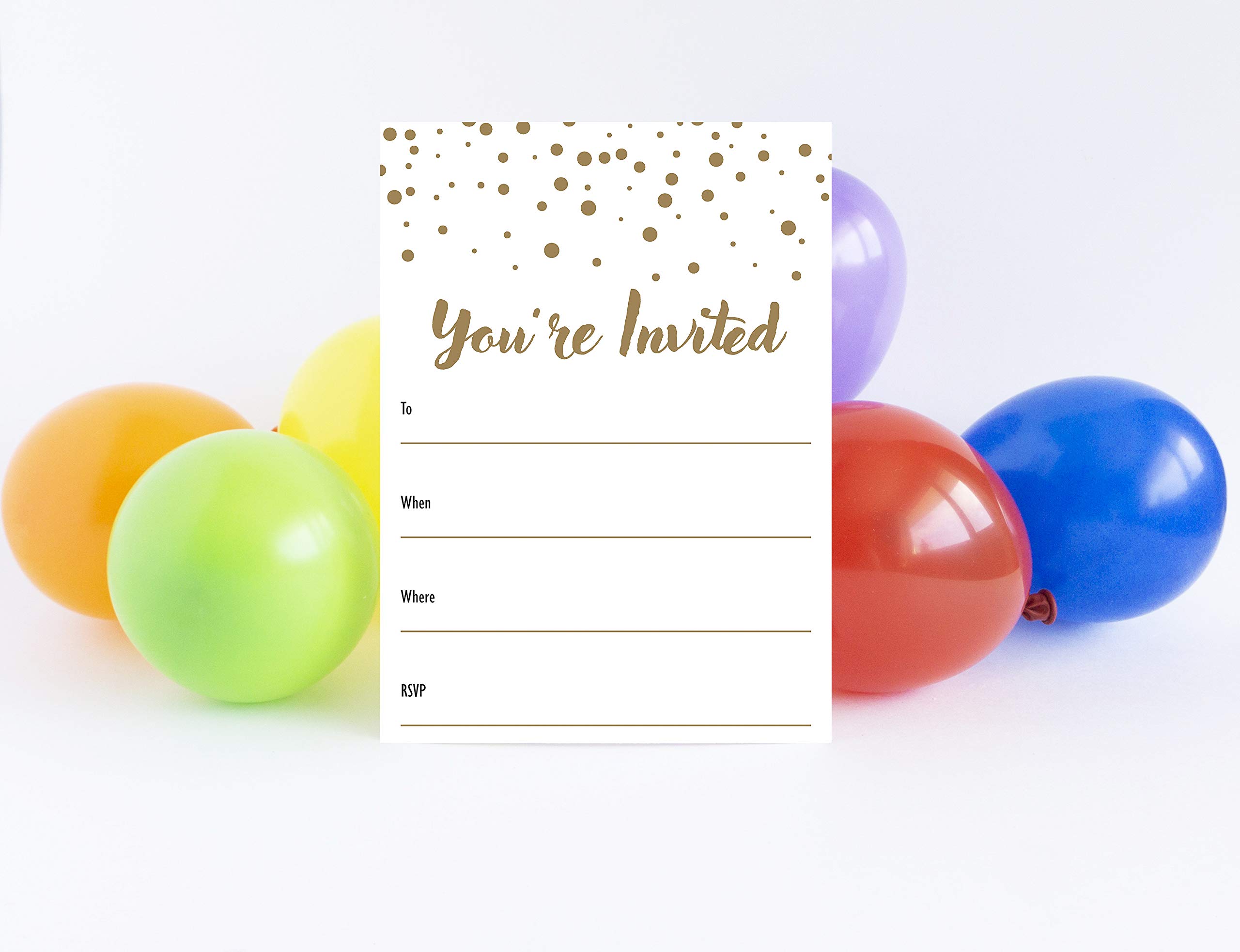 Invitaciones de fiesta con puntos dorados, 48 unidades