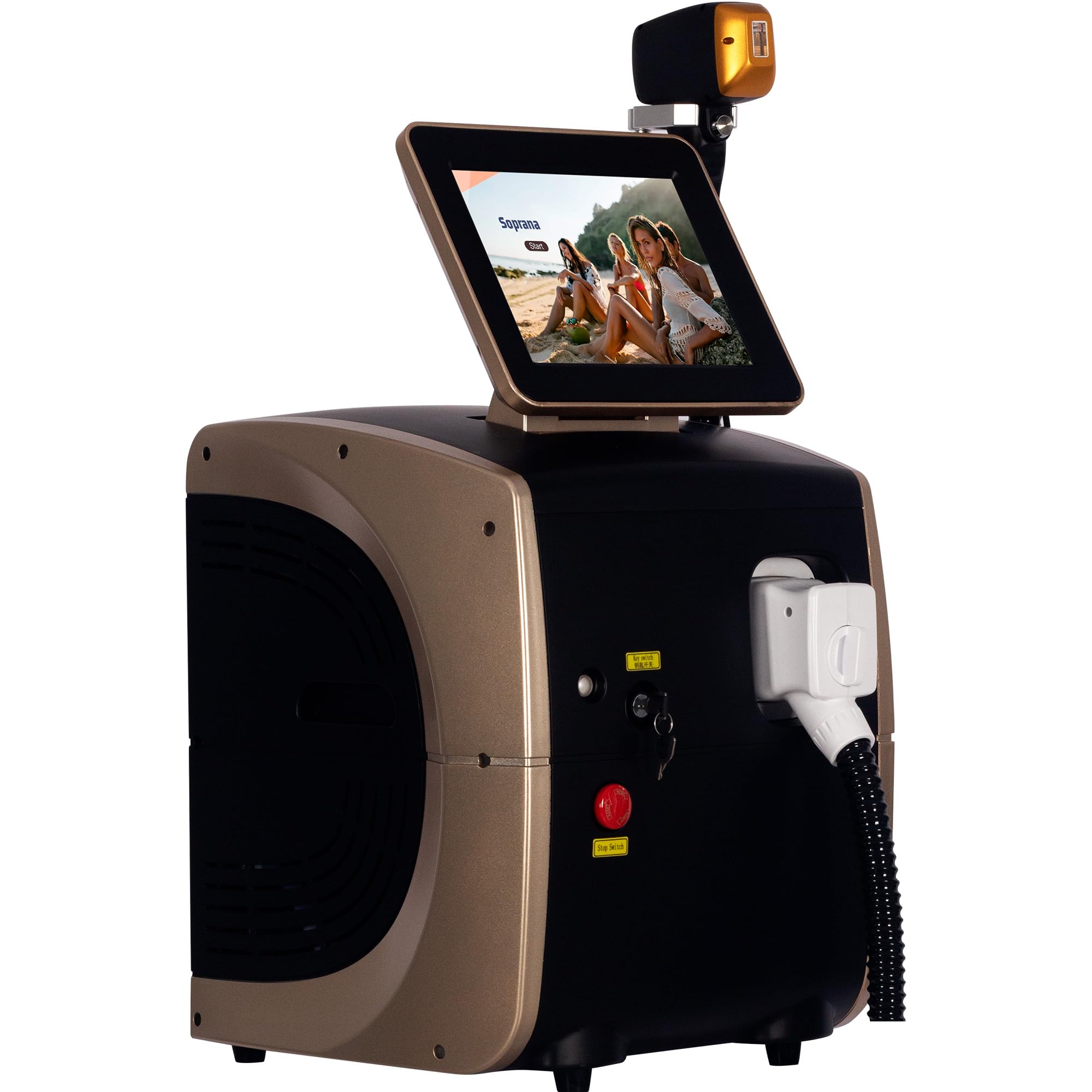 10 Bars, Epilazione laser a diodo 755nm/808nm/1064nm Epilazione indolore | Epilazione permanente Rimuovere i peli superflui da tutto il corpo Uso personale e commerciale