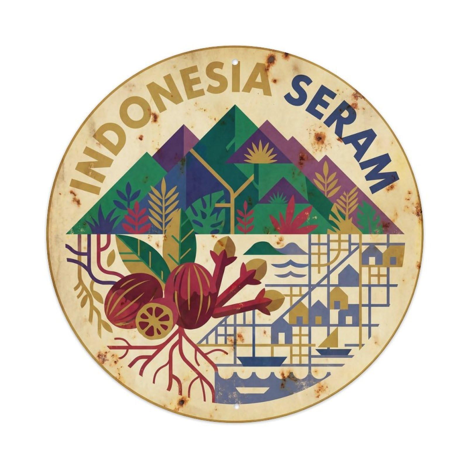 Odgynaw 8X8inch(20X20cm) Indonesia Seram Island Coastal Travel Lagoon Coast Metal Tin Sign