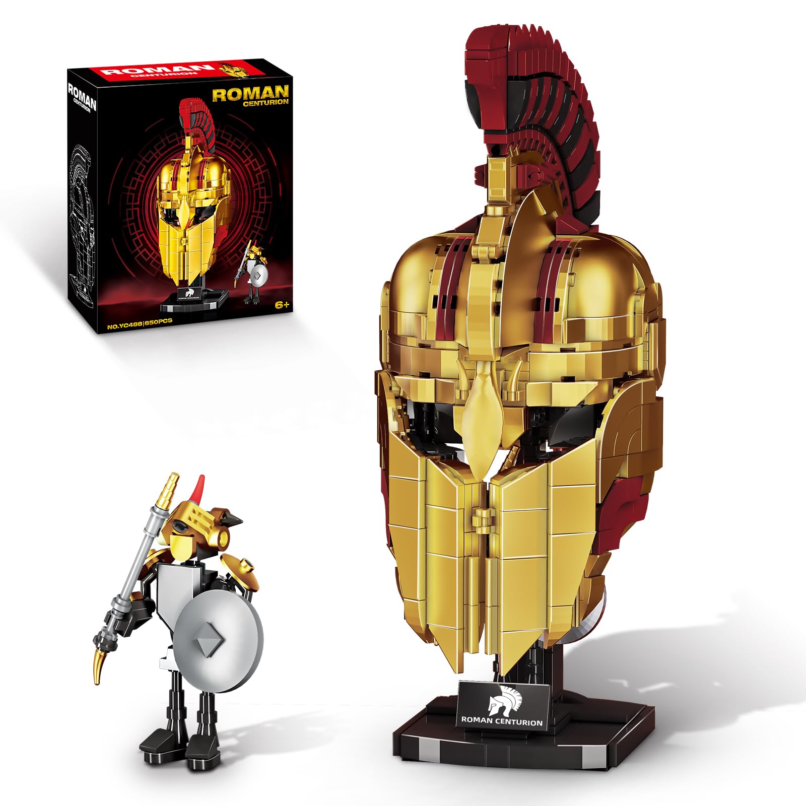 Ideas Roman Centurion Helmet Building Set, Collectible Cool Soldier Helmet Home Display Model, Compatible with Lego for Adults, STEM Gift Toy for Teens Boys 8-14 (850 PCS)