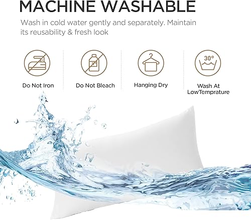 Miniatura 7 de Acanva Relleno de almohada decorativa, rectangular, de alta calidad, para sofá, silla, 16 x 26 pulgadas (paquete de 2), color blanco, 2 unidades