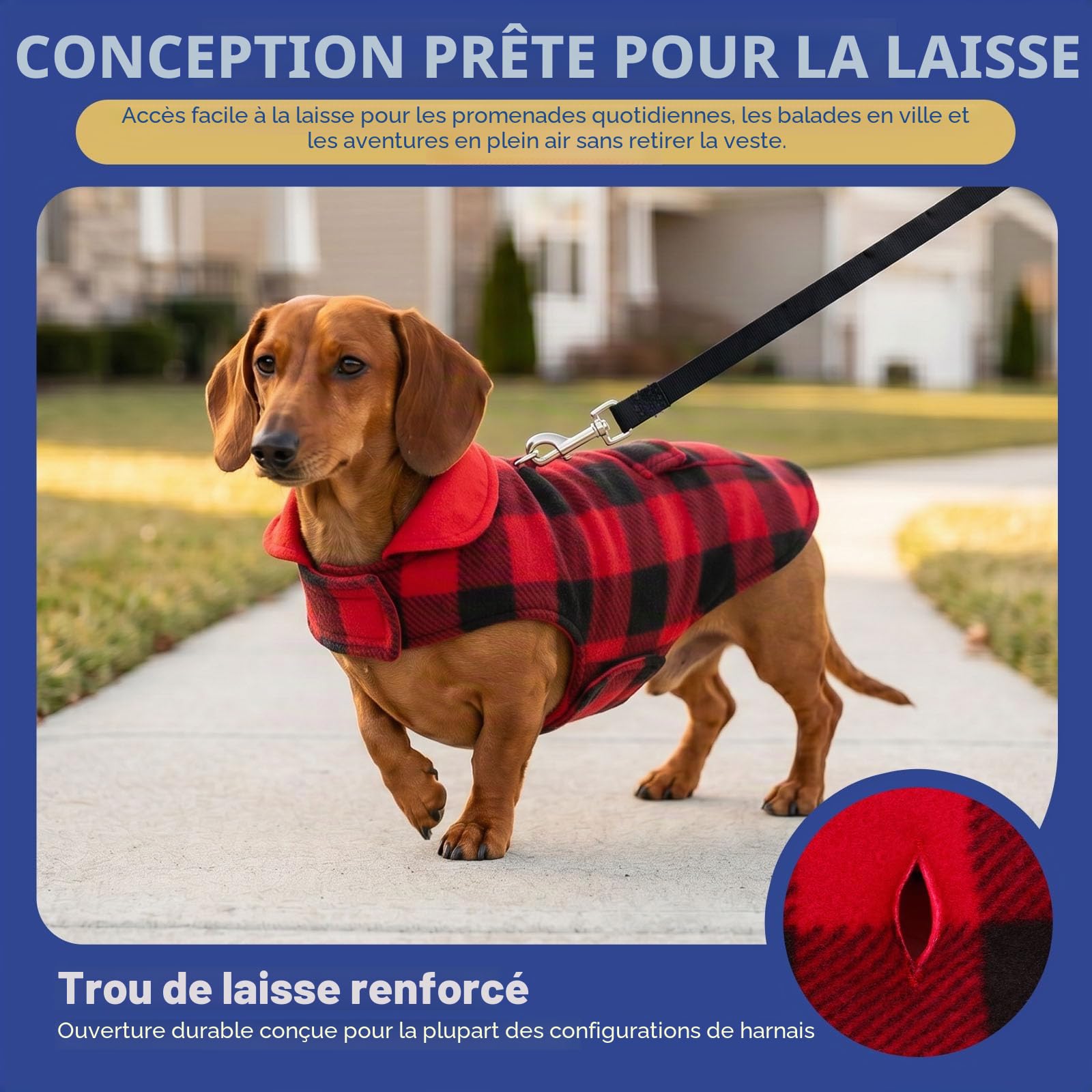 ASENKU Manteau d'hiver pour Chien Imperméable Coupe-Vent Veste Chaude Doublé en Polaire pour Chiot Gilet Vêtement Manteau Chien Hiver pour Petits Moyens Grands Chiens pour Teckel Bouledogue Francais